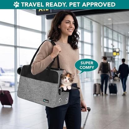 Airline Approved Dog Purse Carrier | Soft-Sided Pet Carrier for Small Dog, Cat, Puppy, Kitten | Portable Stylish Pet Travel Handbag | Ventilated Breathable Mesh, Sherpa Bed