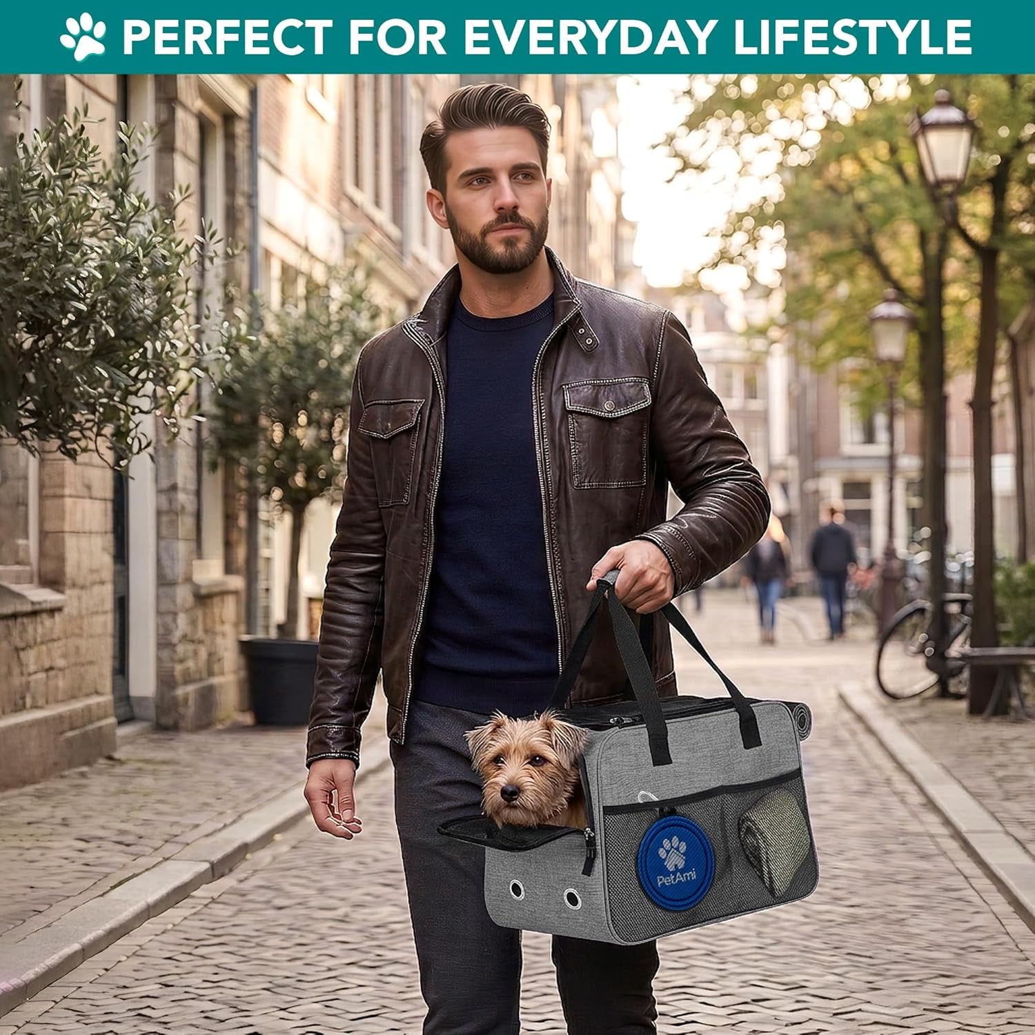 Airline Approved Dog Purse Carrier | Soft-Sided Pet Carrier for Small Dog, Cat, Puppy, Kitten | Portable Stylish Pet Travel Handbag | Ventilated Breathable Mesh, Sherpa Bed